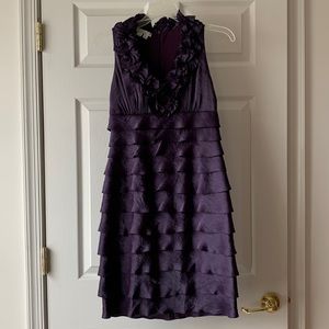 London Times Petites purple ruffled dress size 4P